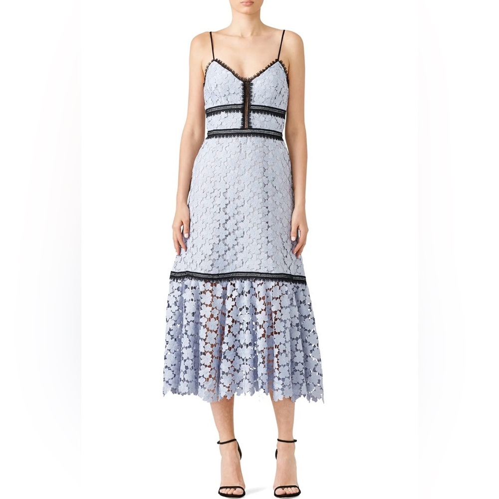 Jill Stuart Baby blue Tea Length Lace Dress